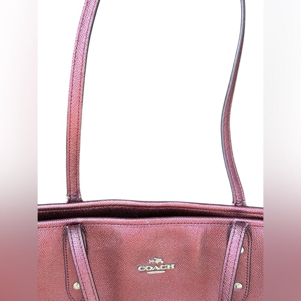 Coach Metallic Burgundy City Tote Women's Bag - Picture 5 of 12